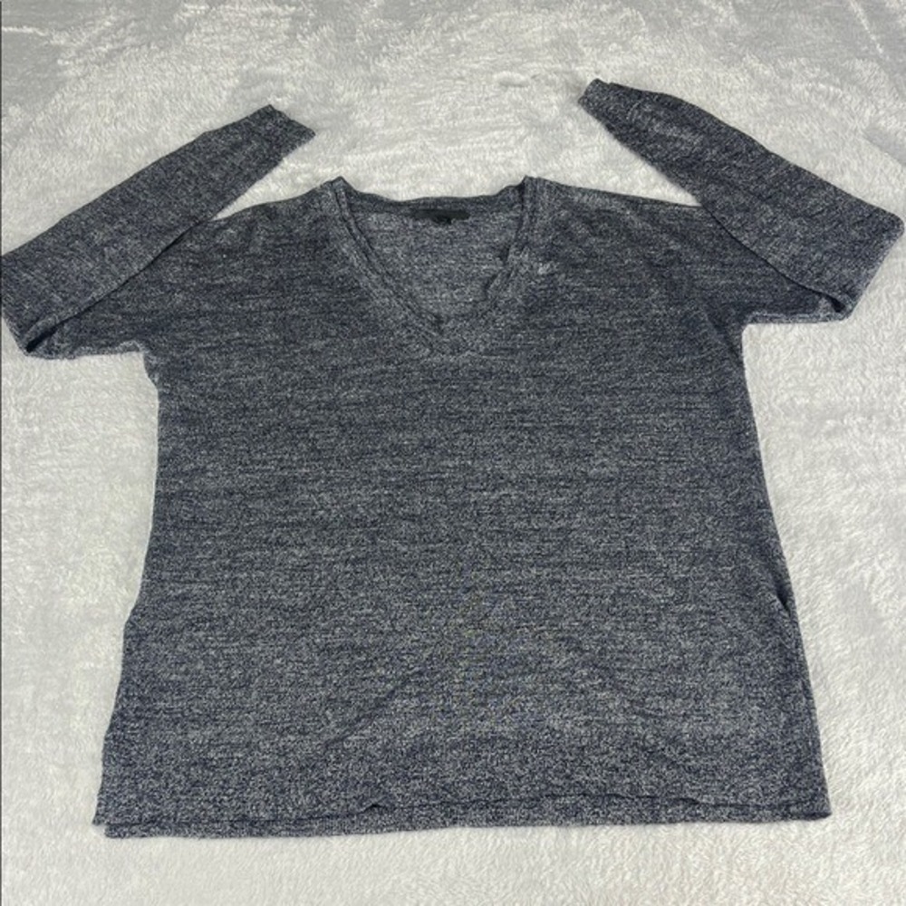 J.Crew V-Neck Sweater Women XS Black/White Marled Knit Long Sleeve
